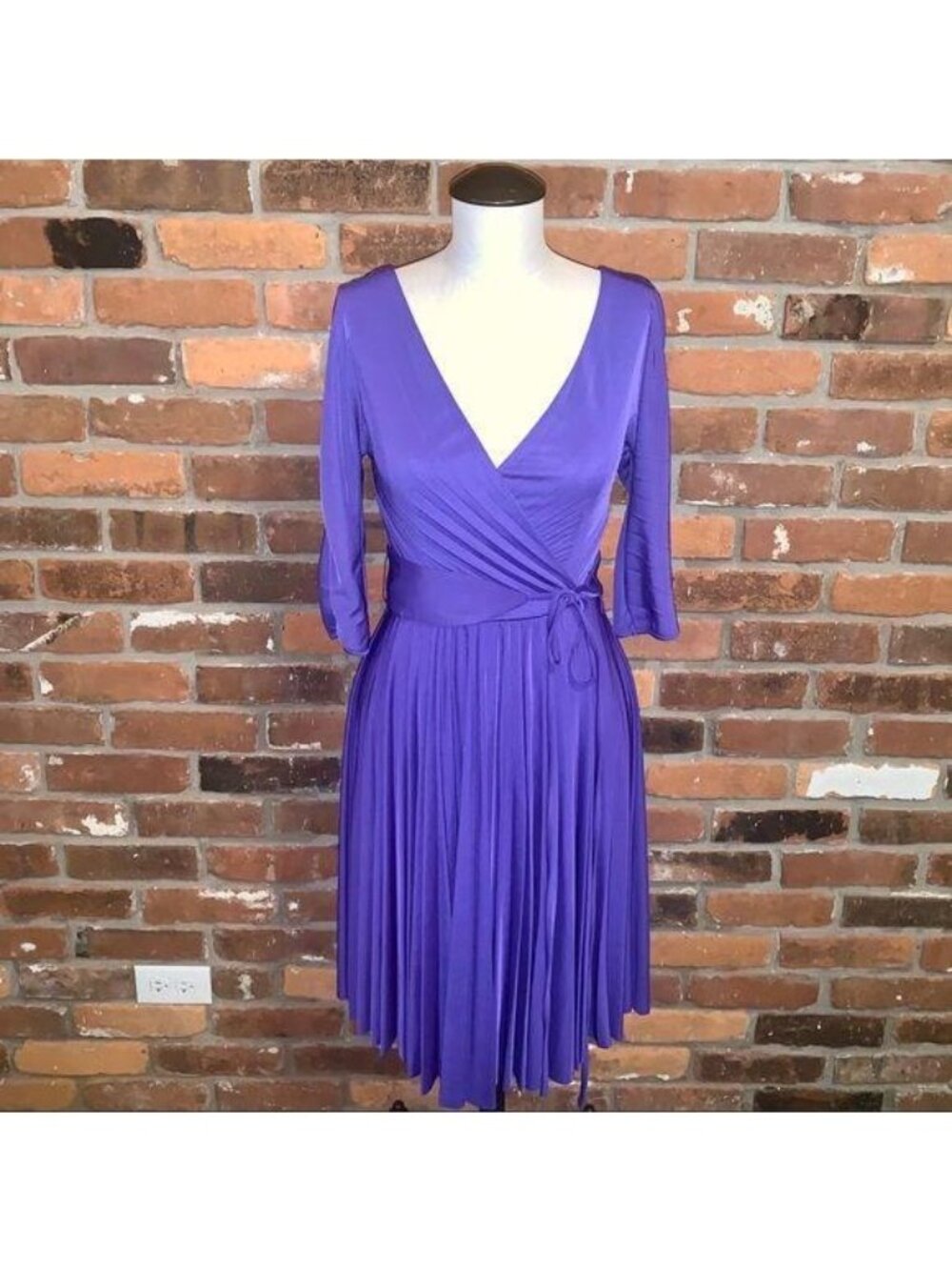 BCBGMAXAZRIA Womens Cruz Pleated Jersey Knit  Faux Wrap Dress Size XXS
